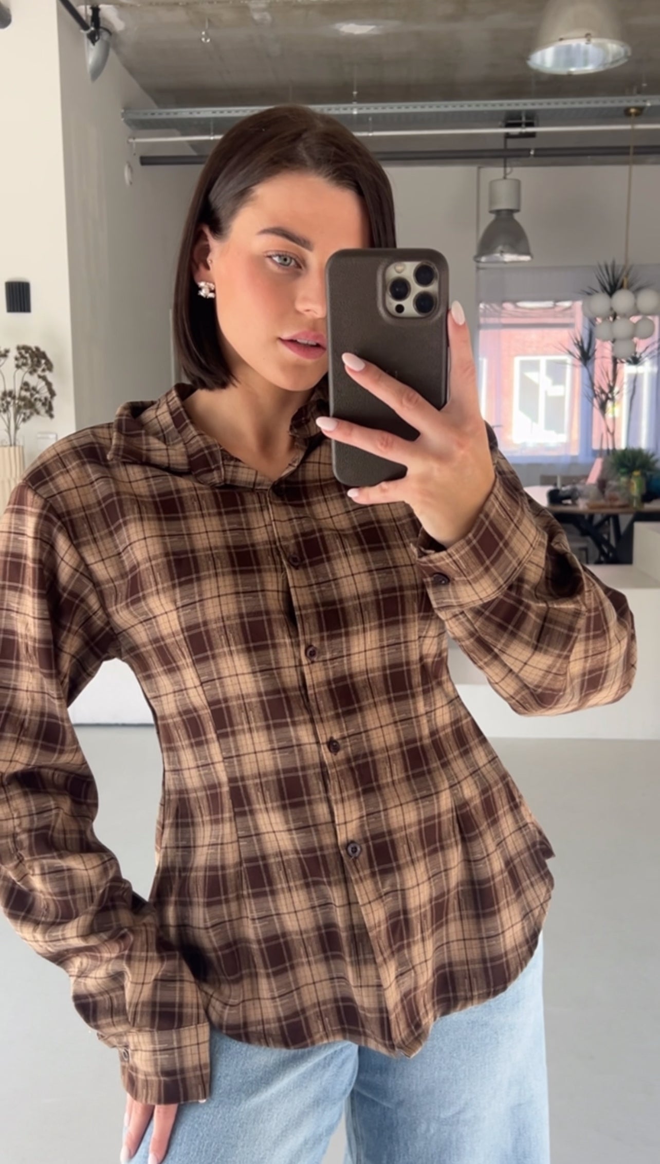 Tailored blouse - Brown