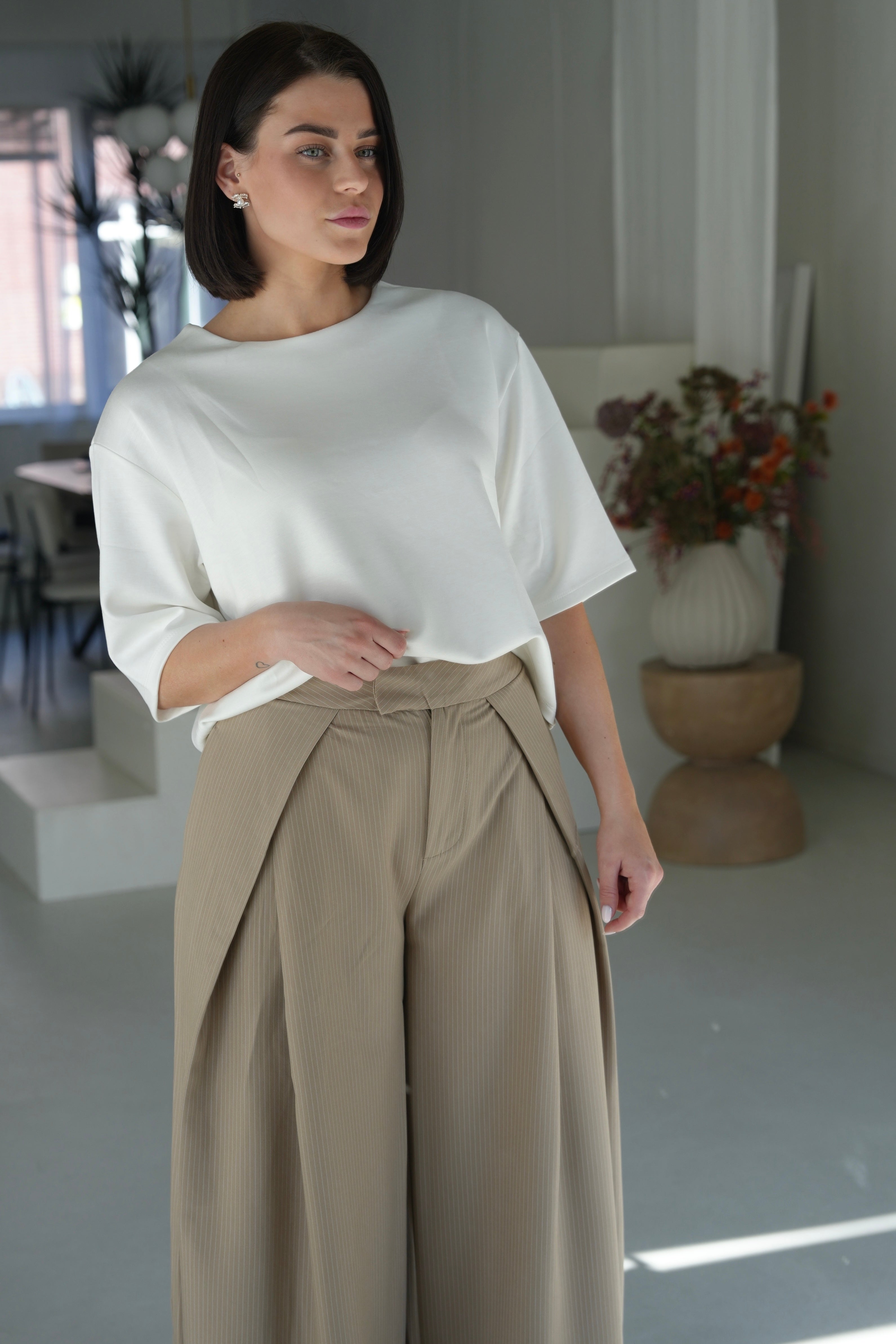 Pleated Pantalon - Pinstripe