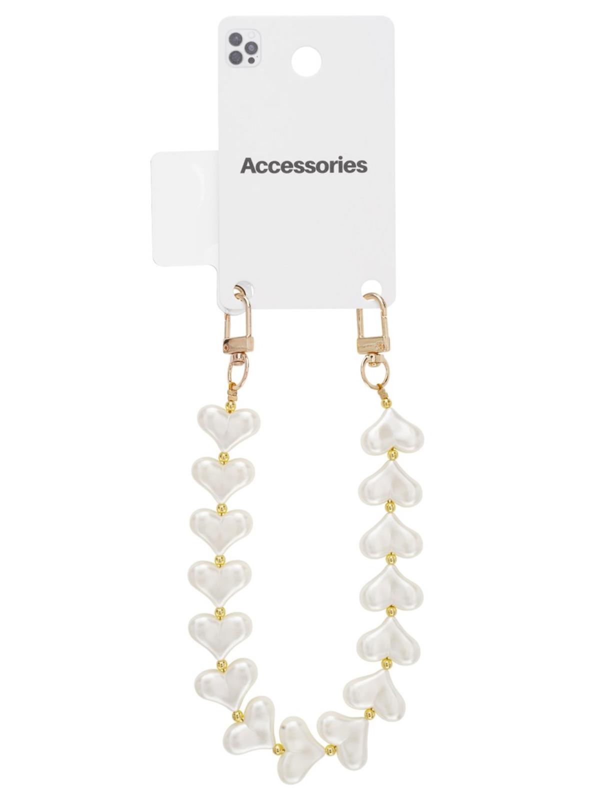 Telefoonkoord met parelhartjes